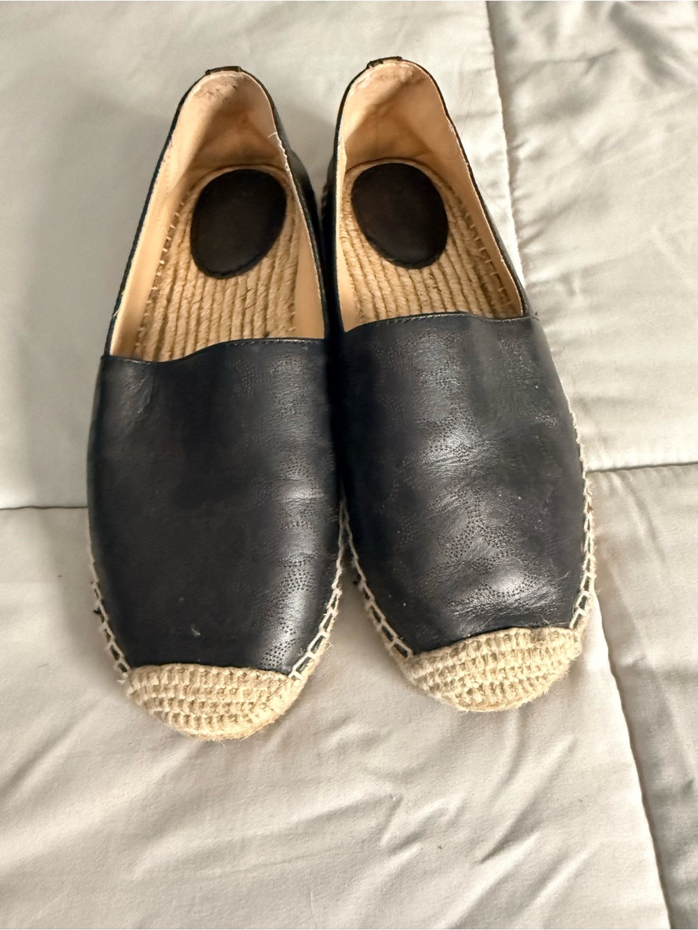 Coach Black Leather Espadrille Slip-On Loafers